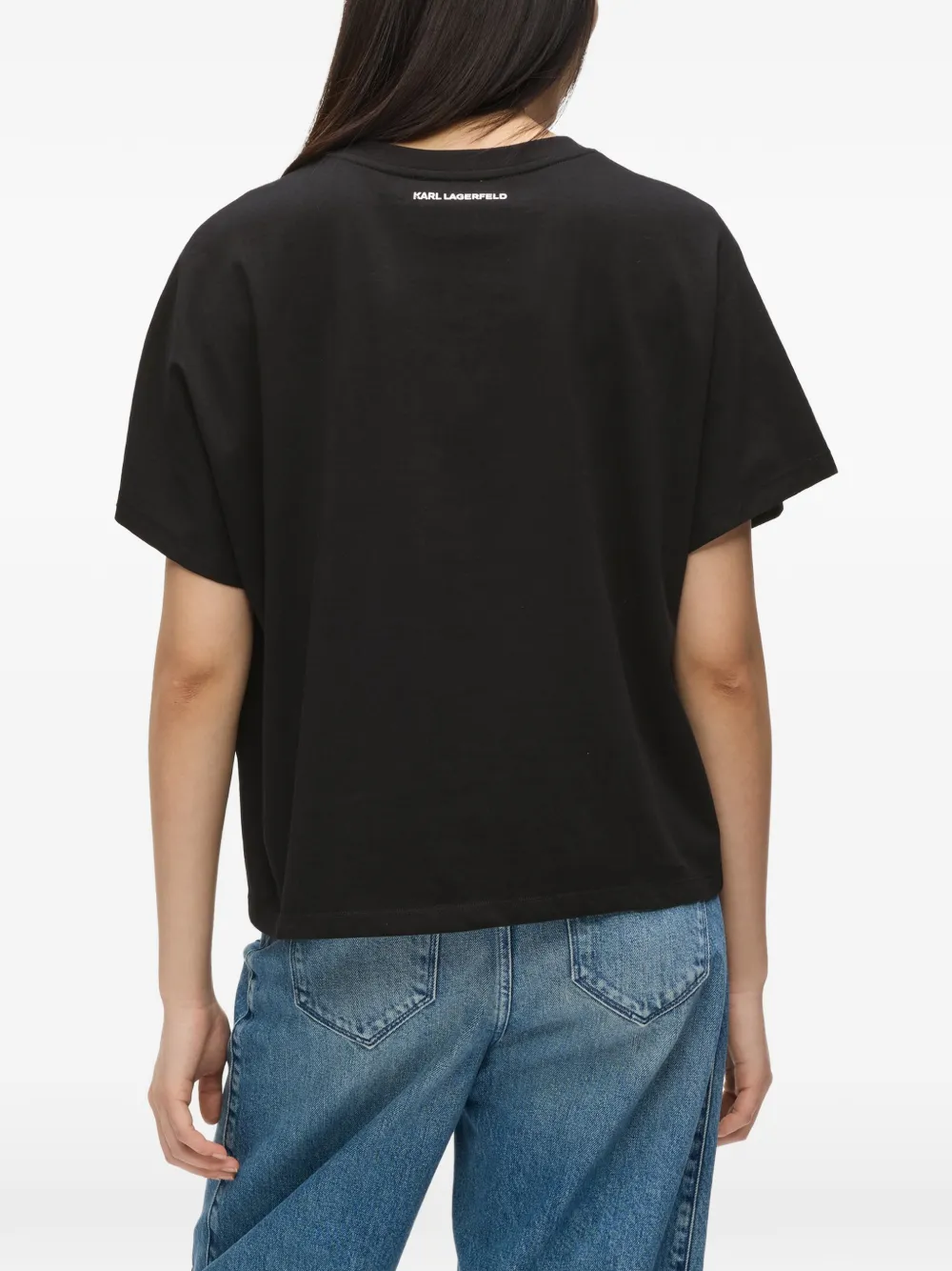 Karl Lagerfeld T-shirt met kenmerkend touw-detail Zwart