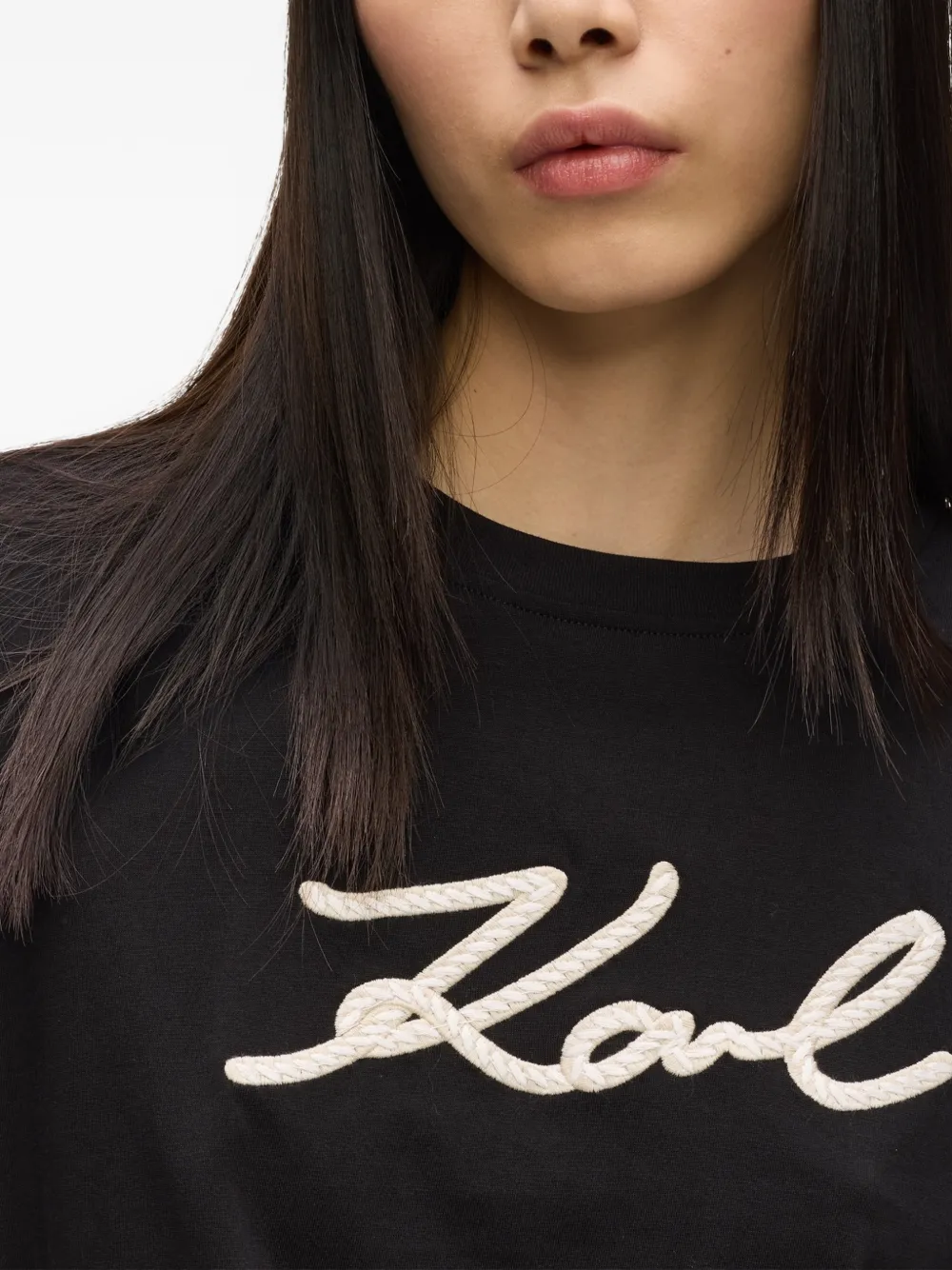 Karl Lagerfeld T-shirt met kenmerkend touw-detail Zwart