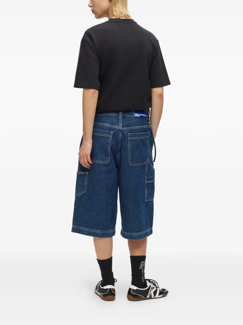 Karl Lagerfeld Jeans Spijkershorts met opgestikte zak Blauw