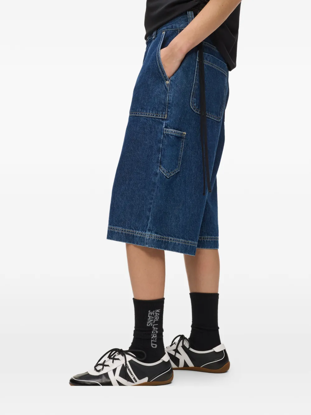Karl Lagerfeld Jeans Spijkershorts met opgestikte zak Blauw