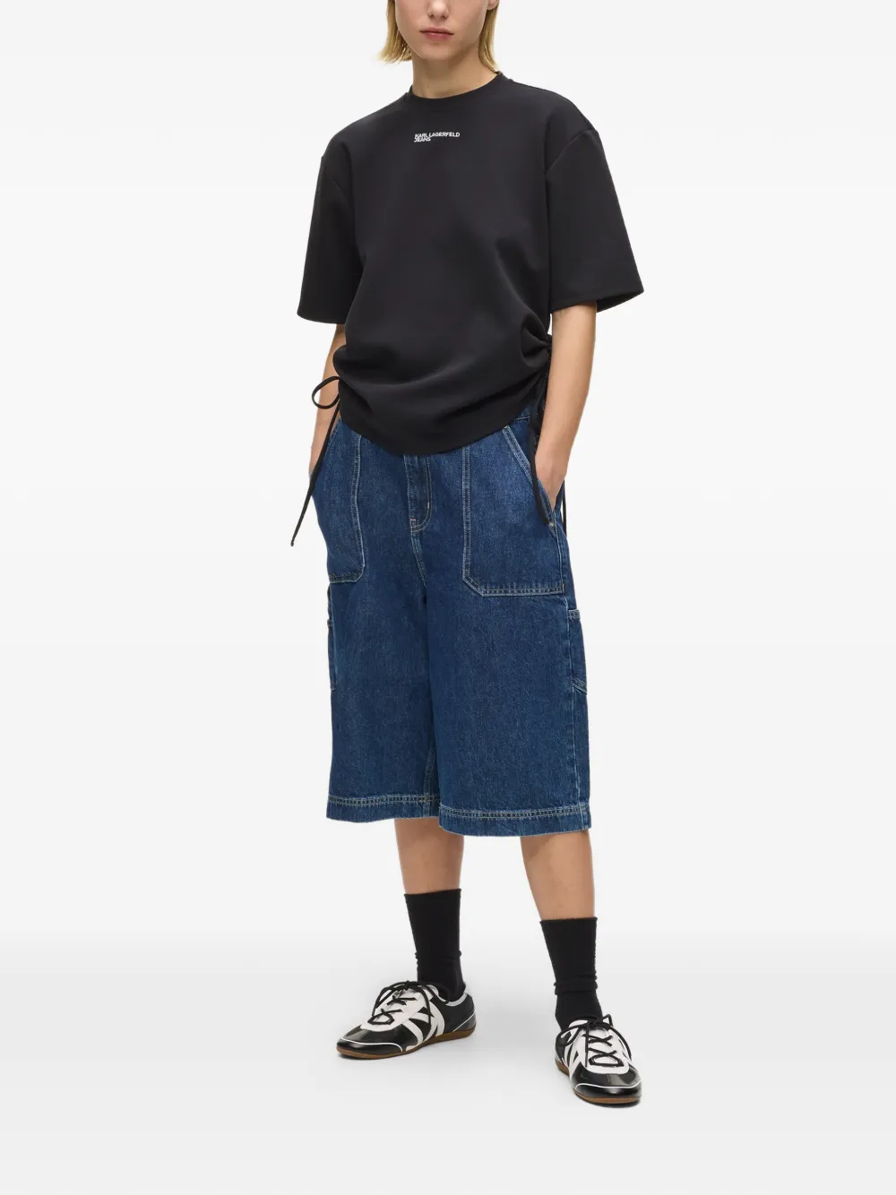 Karl Lagerfeld Jeans Spijkershorts met opgestikte zak Blauw
