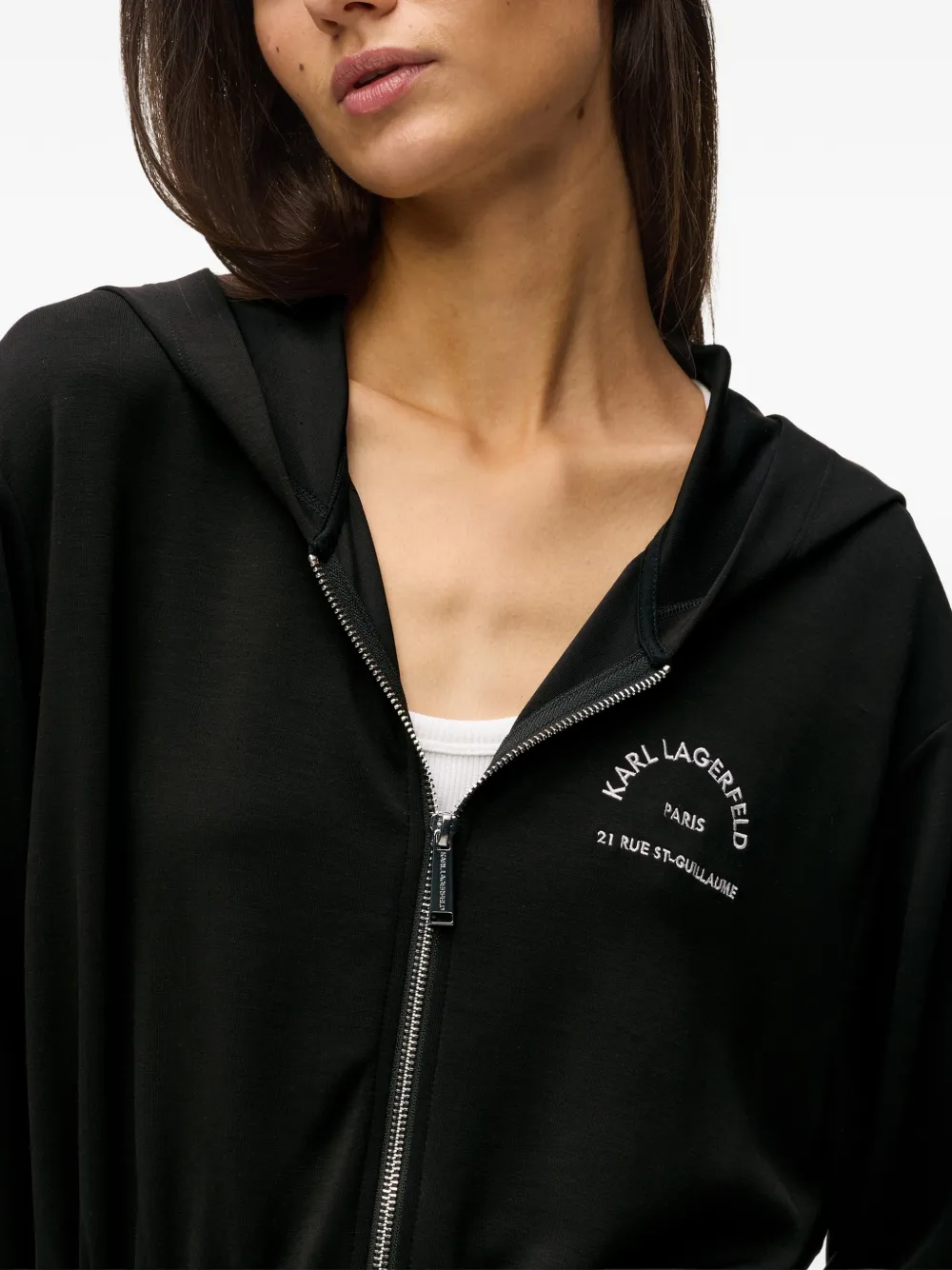 Karl Lagerfeld Rue St-Guillaume hoodie met rits Zwart