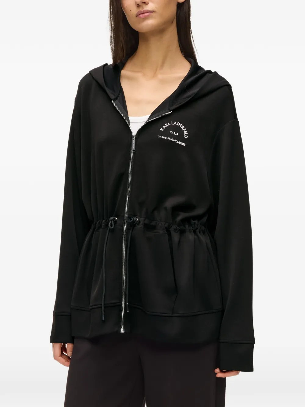 Karl Lagerfeld Rue St-Guillaume hoodie met rits Zwart