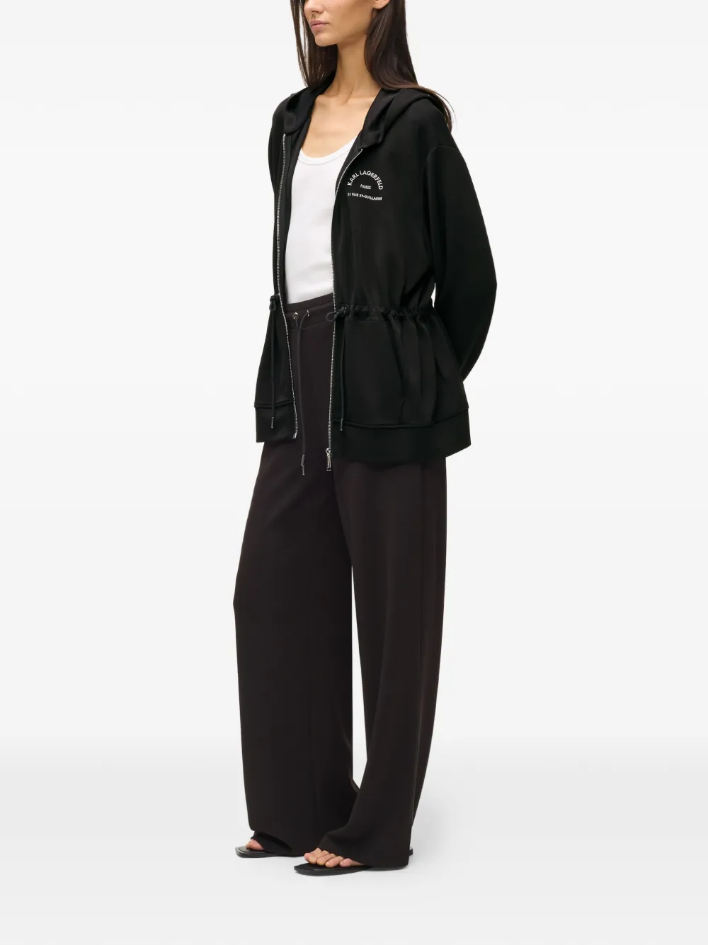 Karl Lagerfeld Rue St-Guillaume hoodie met rits Zwart
