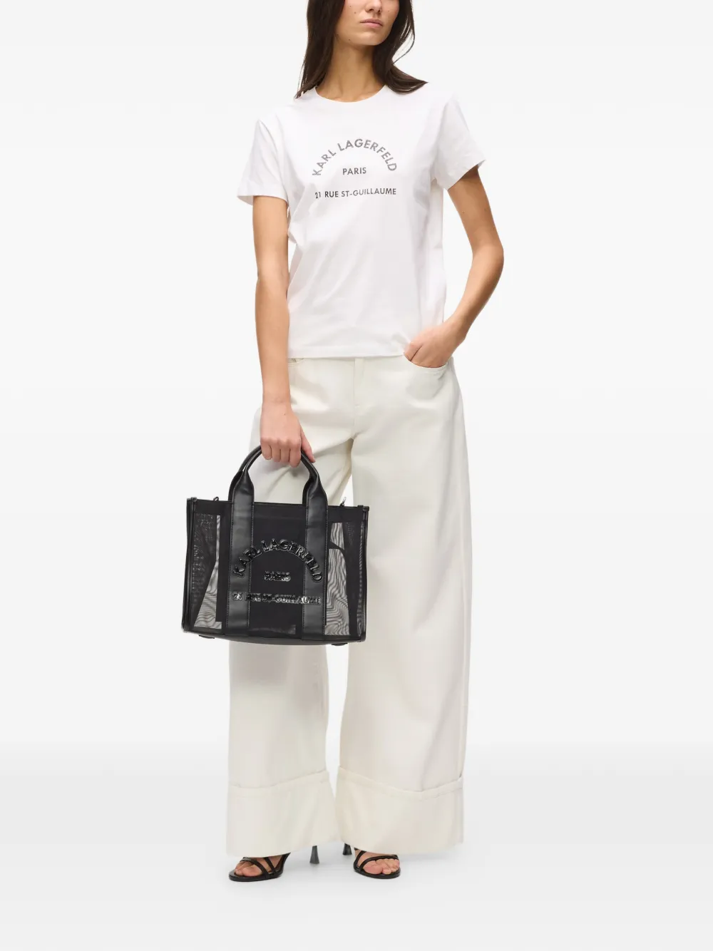 Karl Lagerfeld Medium Rue St-Guillaume shopper met mesh Zwart