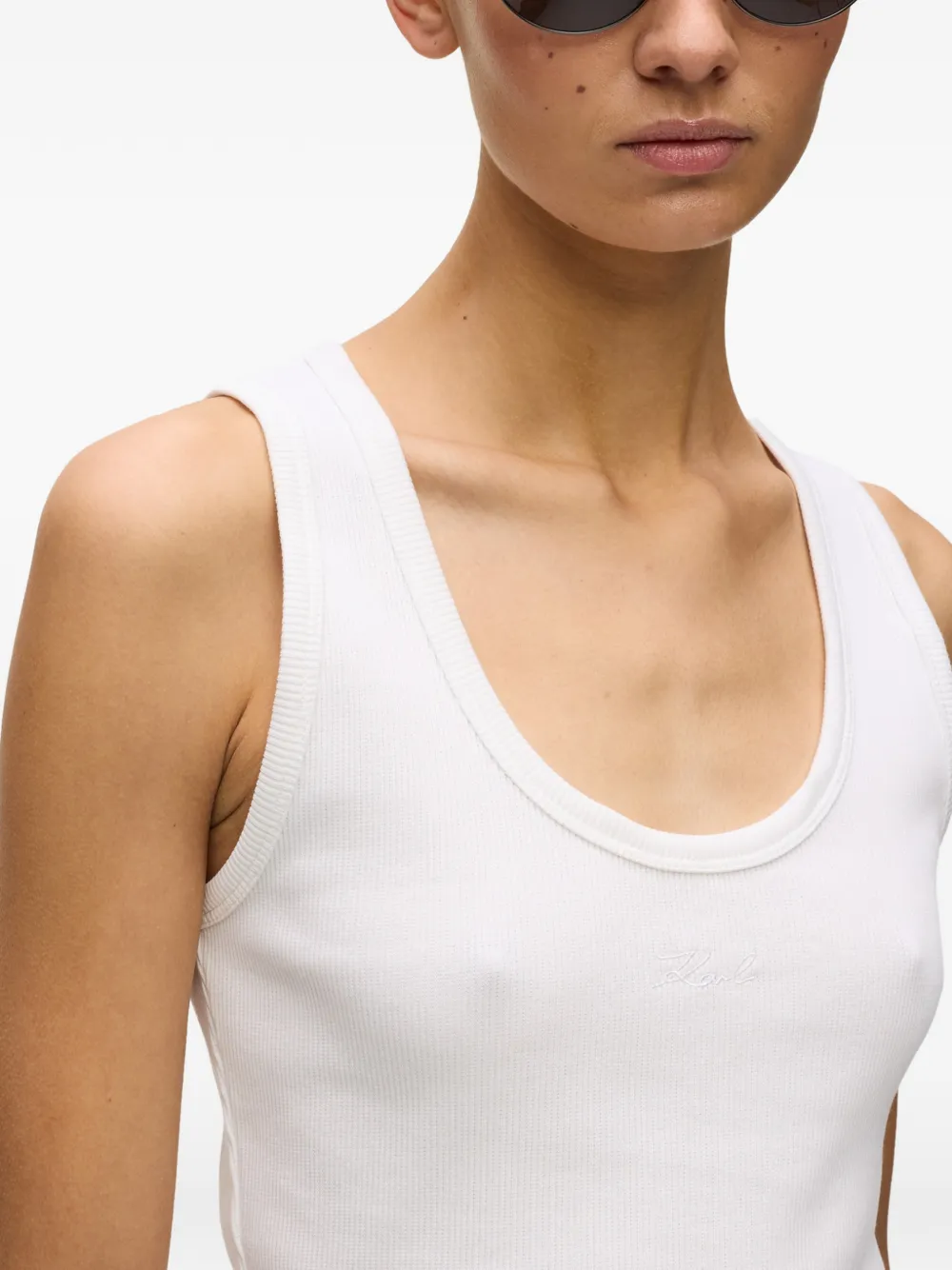 Karl Lagerfeld Tanktop met diepe ronde hals Wit