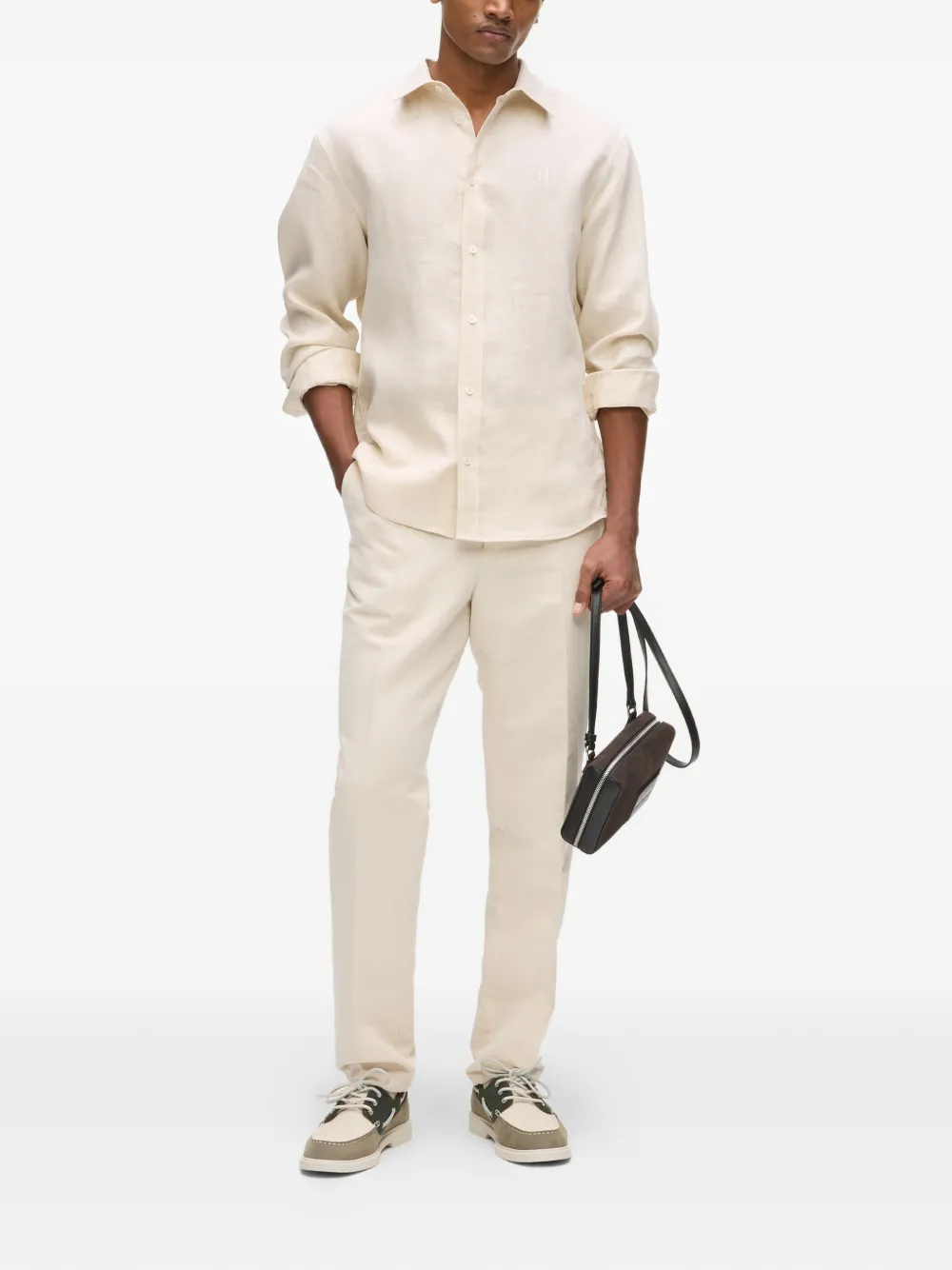 Karl Lagerfeld Linnen overhemd met monogram Beige