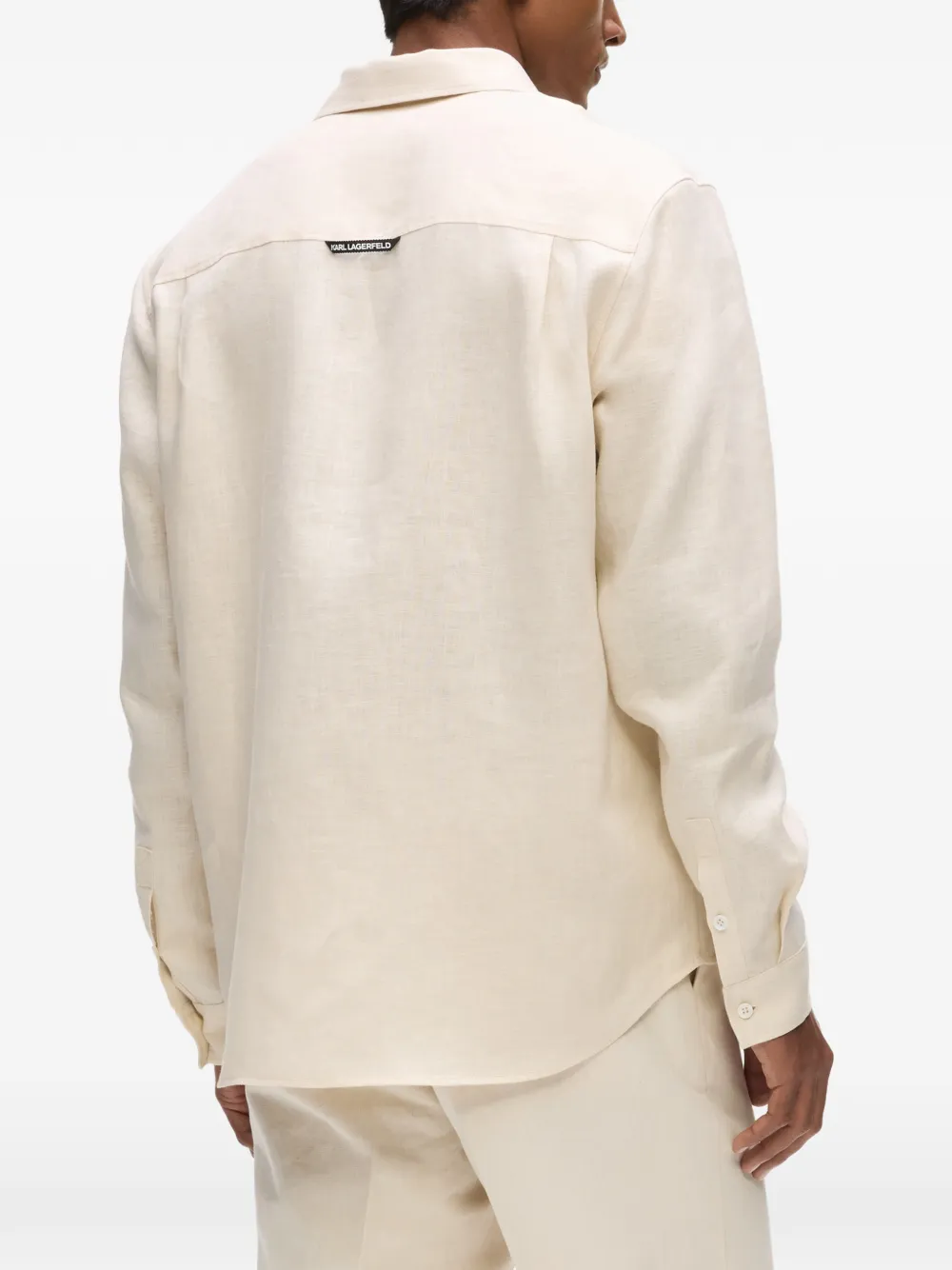 Karl Lagerfeld Linnen overhemd met monogram Beige