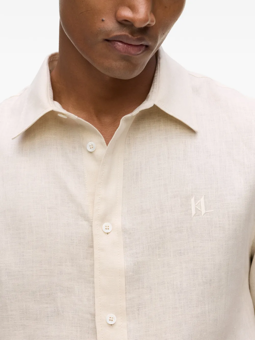 Karl Lagerfeld Linnen overhemd met monogram Beige