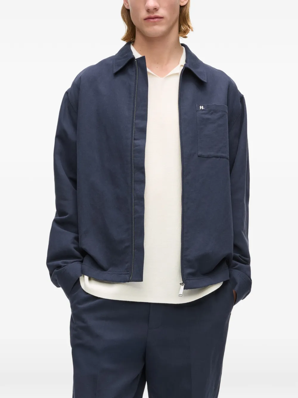 Karl Lagerfeld Linnen jack met zakken Blauw
