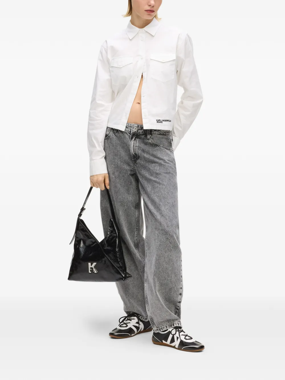 Small Geo Leather Tote Bag