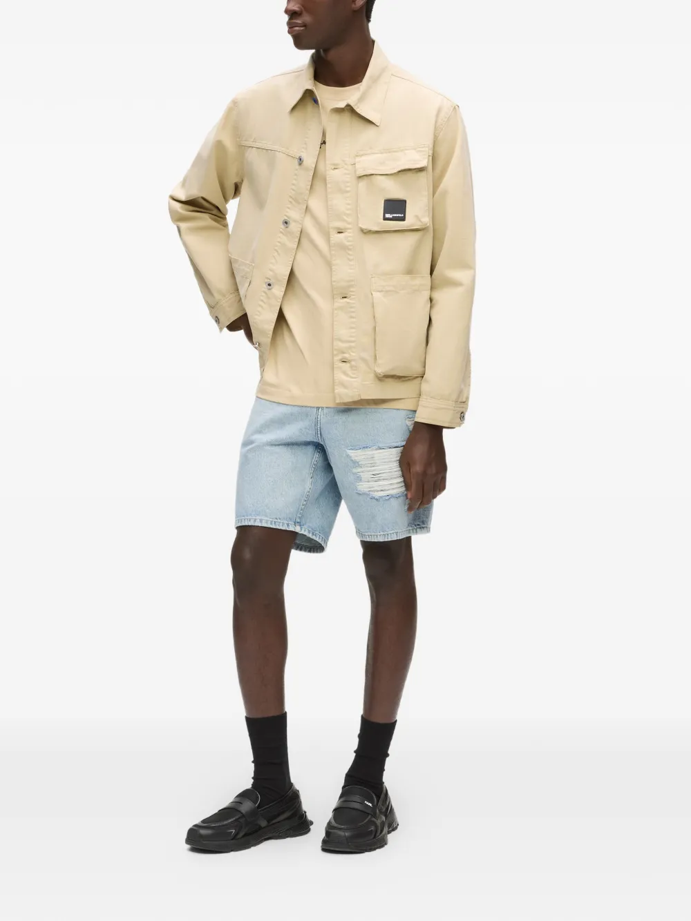 Karl Lagerfeld Jeans Gerafelde shorts Blauw