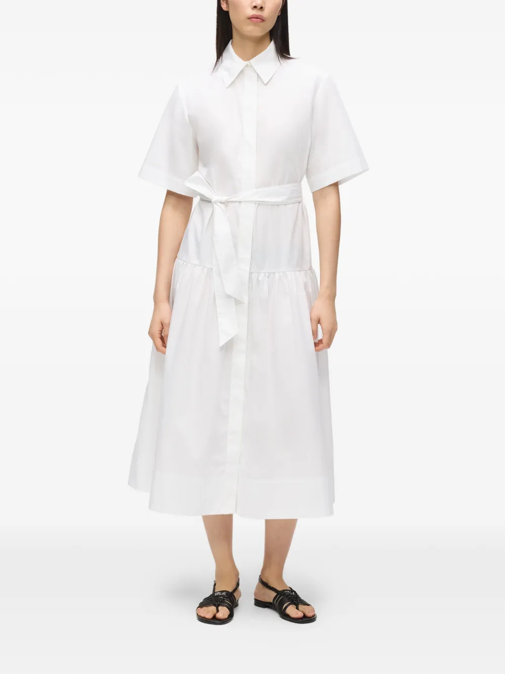 Karl Lagerfeld Midi-jurk met gestrikte taille Wit
