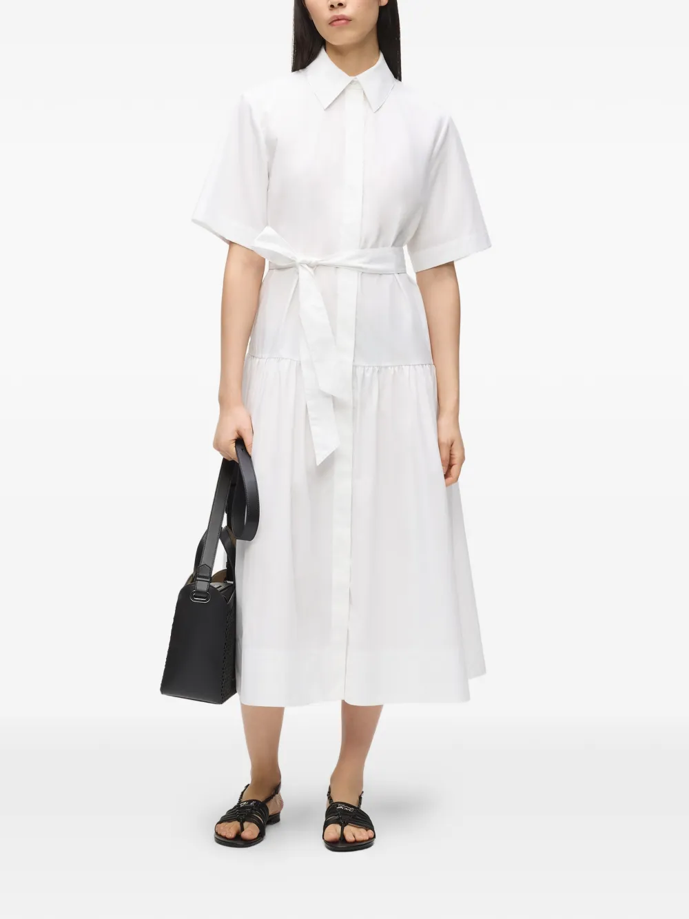 Karl Lagerfeld Midi-jurk met gestrikte taille Wit
