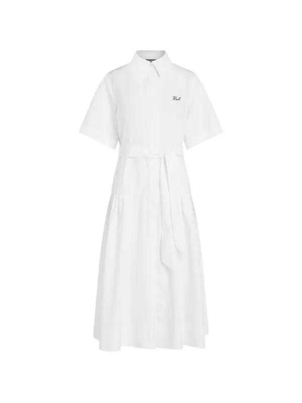 karl lagerfeld white shirt dress Poplin pleated shirt dress | White | Women