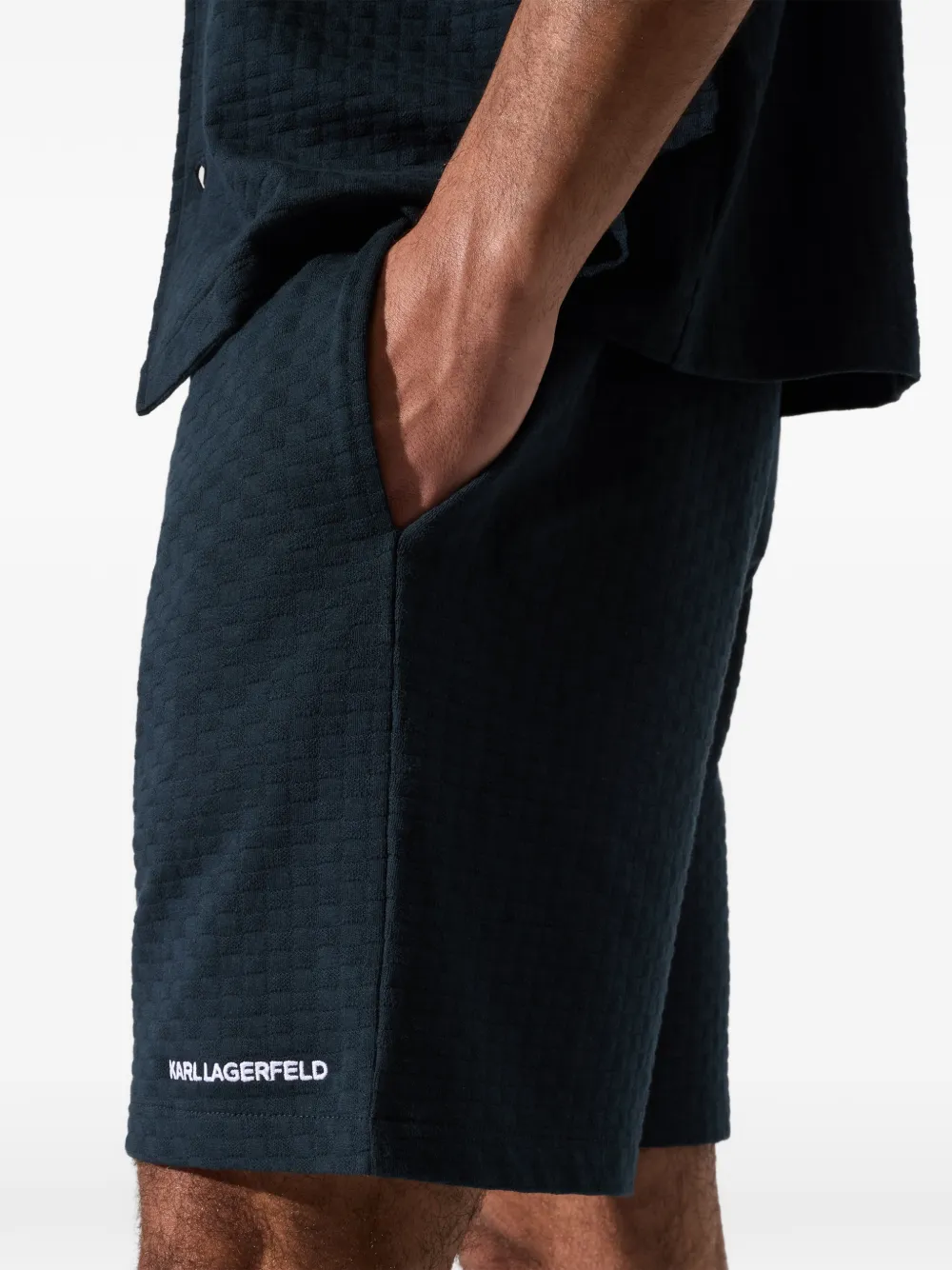 Karl Lagerfeld Trainingsshorts met geborduurd logo Blauw