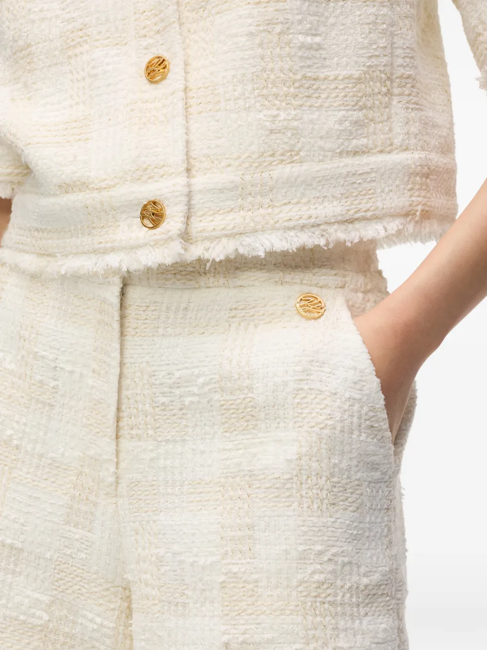Karl Lagerfeld Shorts met franje detail Beige