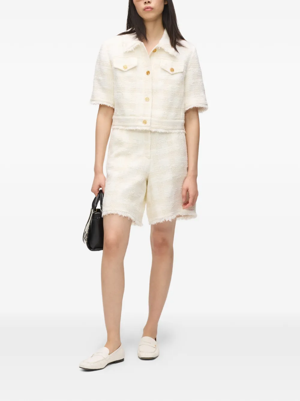  Karl Lagerfeld Fringed-detail Shorts - Neutrals 