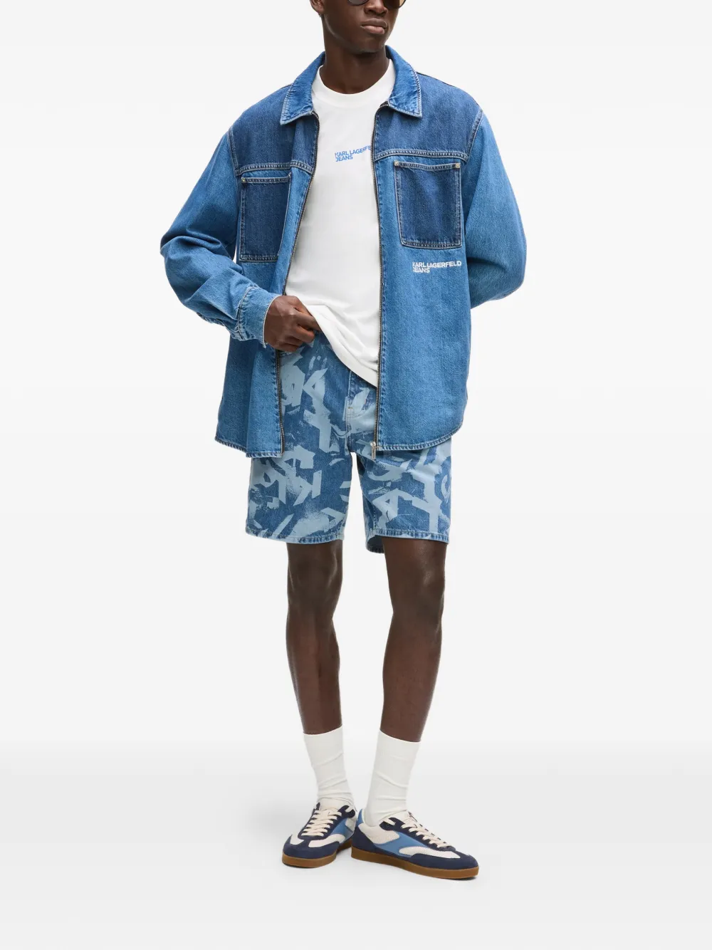 Karl Lagerfeld Jeans Shorts met print Blauw