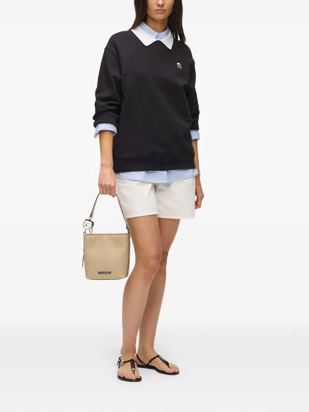 Karl Lagerfeld Bucket-tas met logoplakkaat Beige