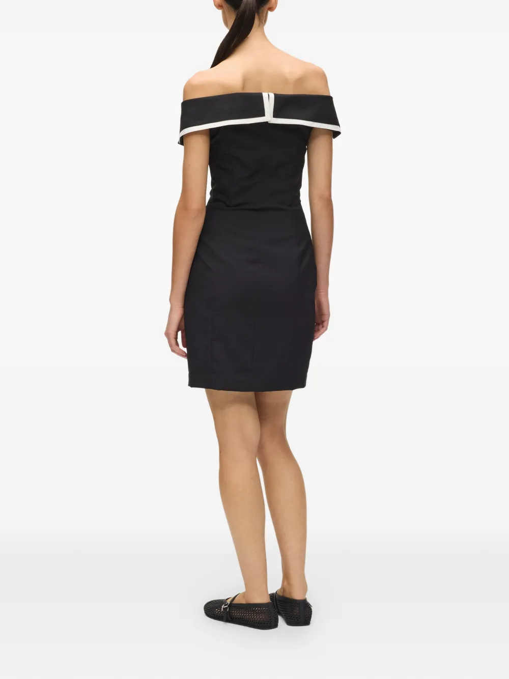 Karl Lagerfeld Off-shoulder jurk met dubbele rij knopen Zwart