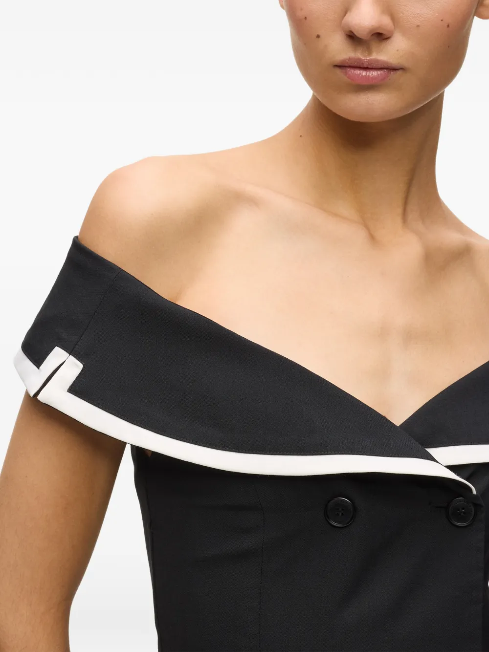 Karl Lagerfeld Off-shoulder jurk met dubbele rij knopen Zwart
