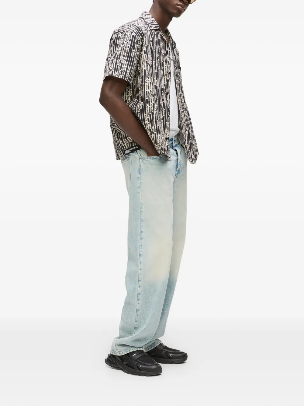 Karl Lagerfeld Jeans Overhemd met all-over print Zwart