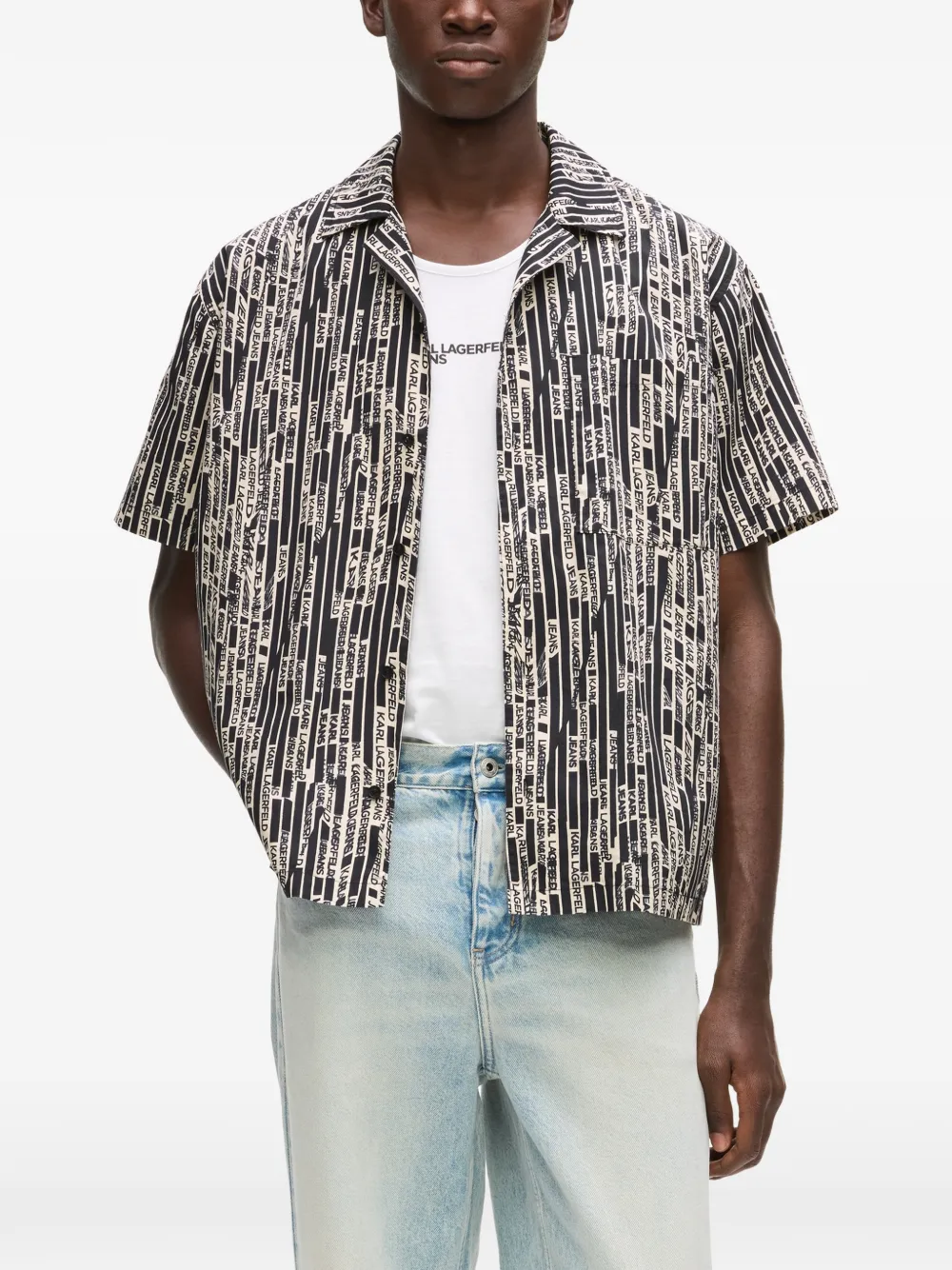 Karl Lagerfeld Jeans Overhemd met all-over print Zwart