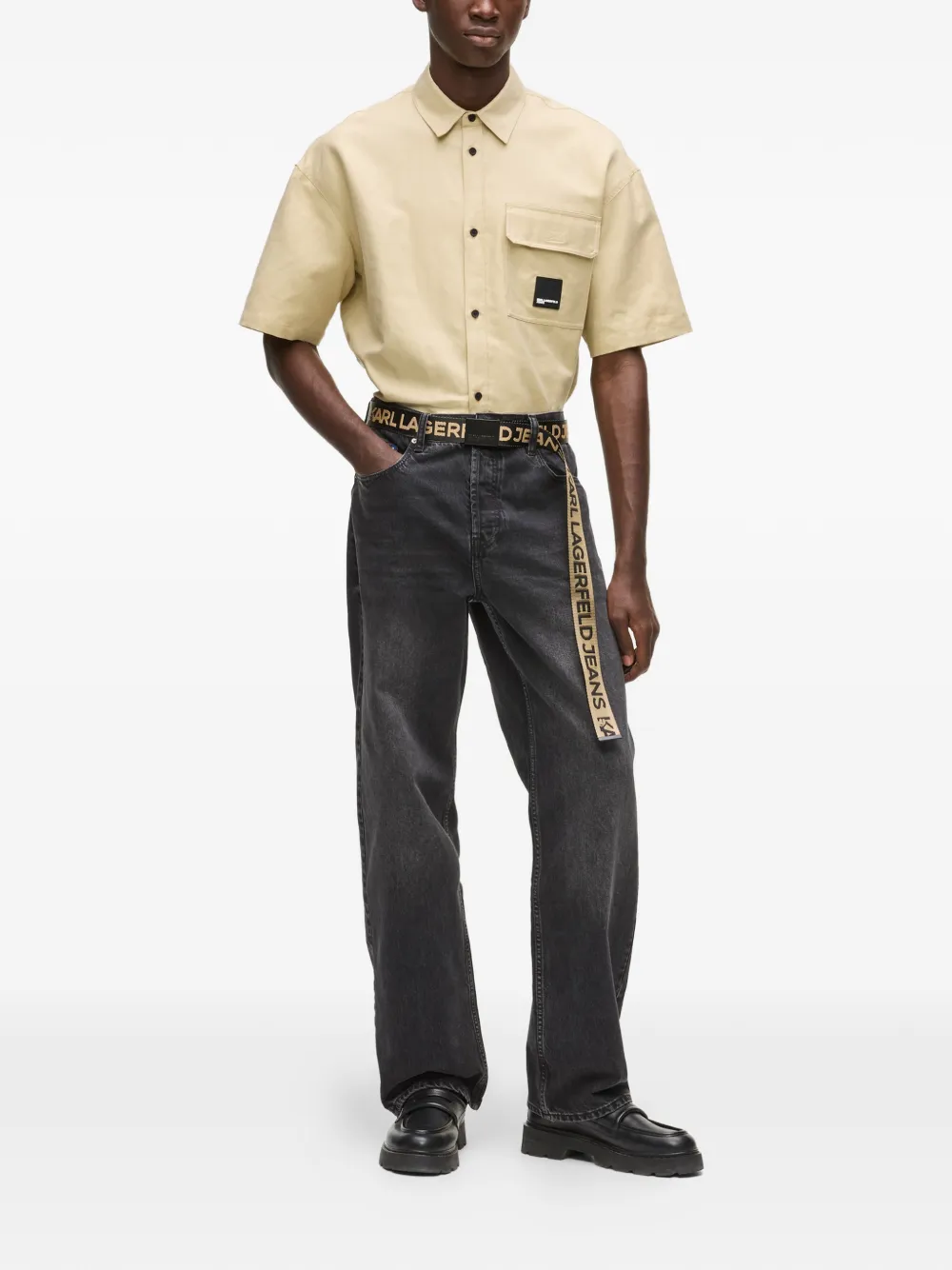 Karl Lagerfeld Jeans Overhemd met borstzak Beige