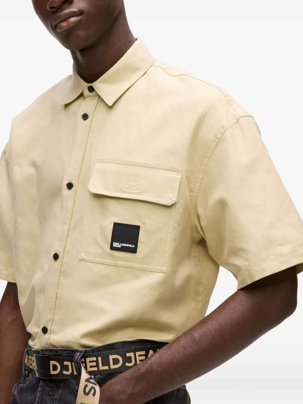 Karl Lagerfeld Jeans Overhemd met borstzak Beige