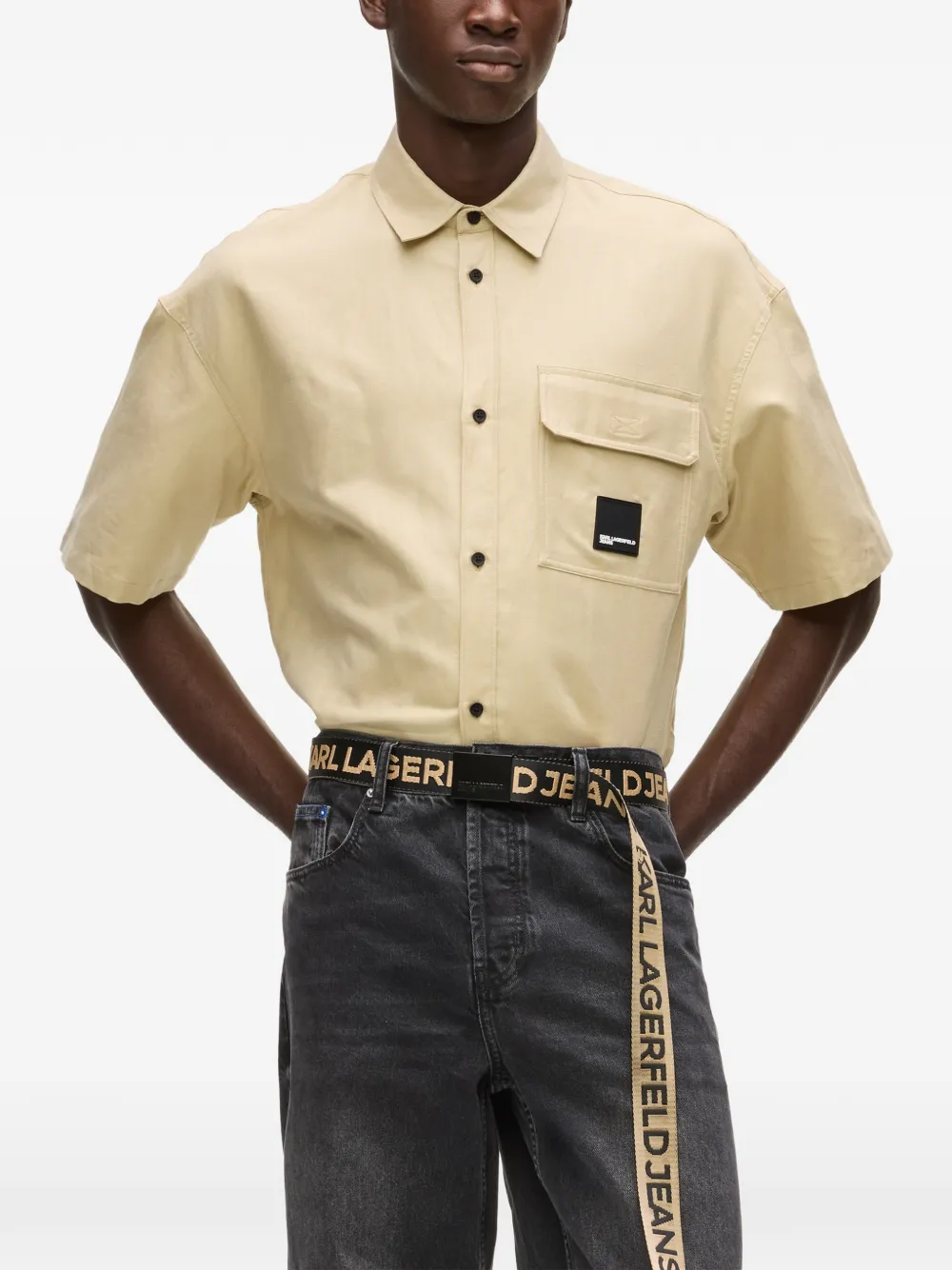 Karl Lagerfeld Jeans Overhemd met borstzak Beige