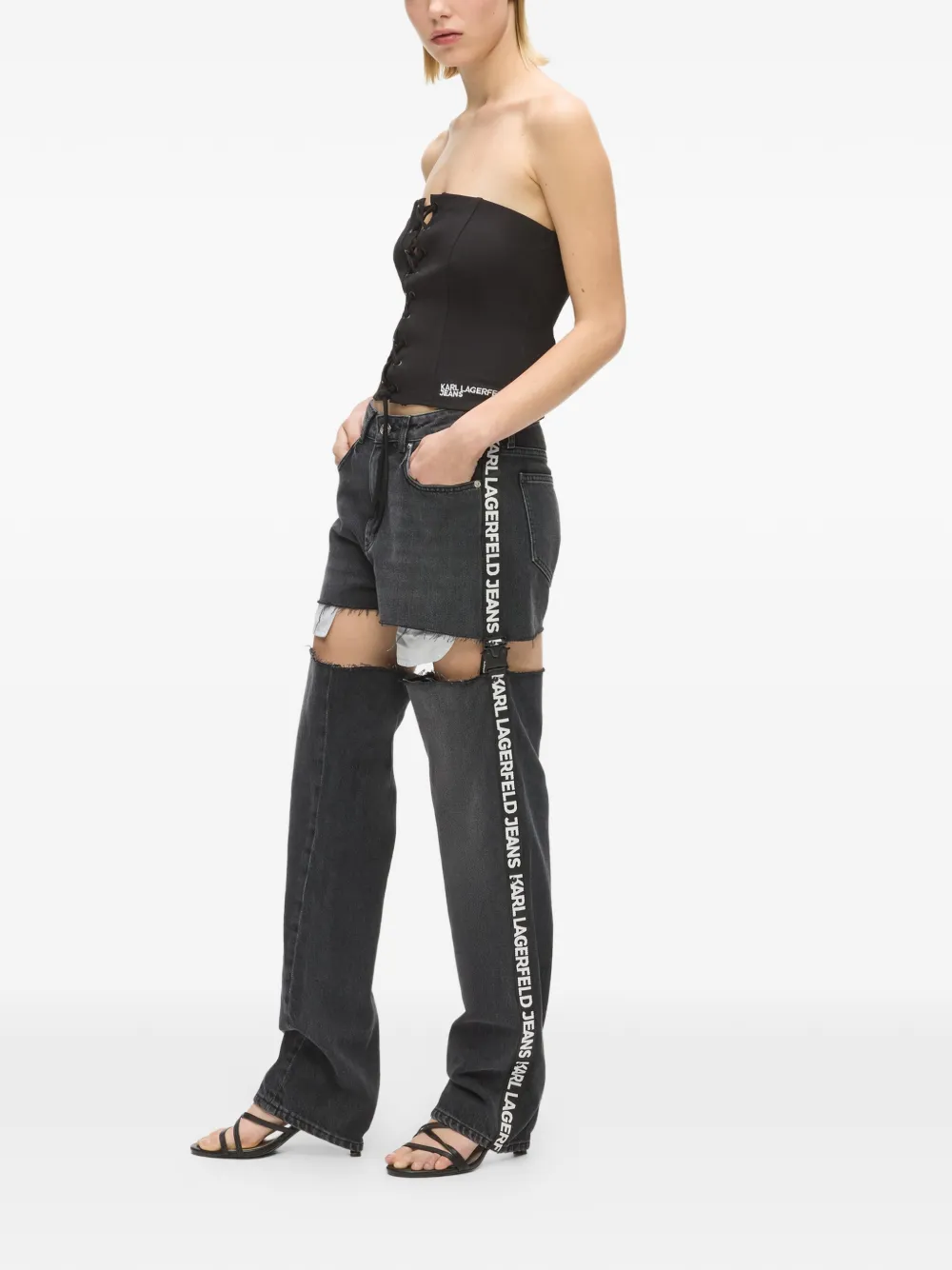  Karl Lagerfeld Jeans Cut-out Jeans - Black 