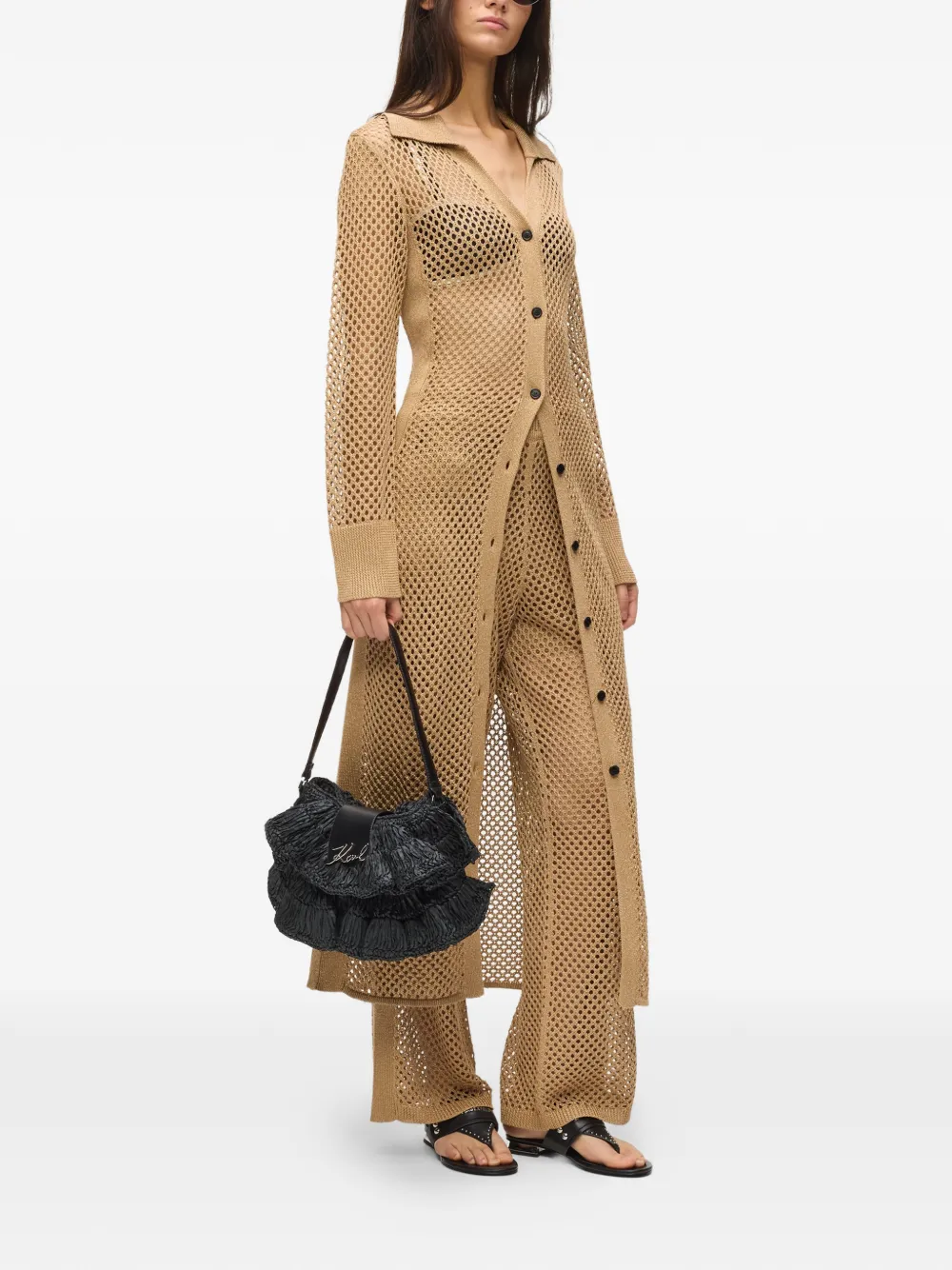 Karl Lagerfeld Broek met gehaakt detail Beige