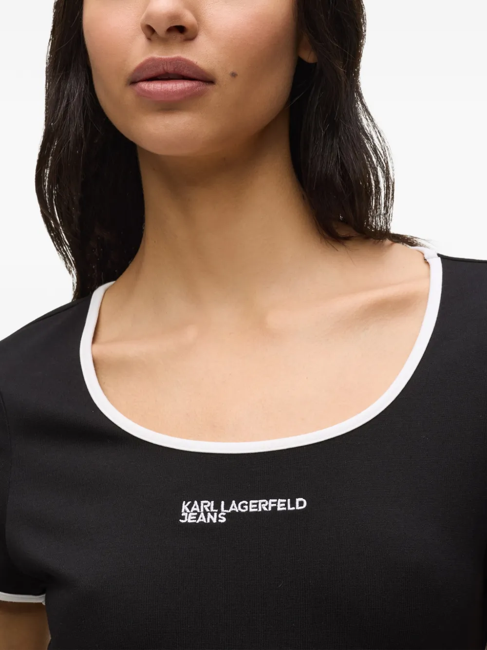 Karl Lagerfeld Jeans Mini-jurk met contrasterende afwerking Zwart