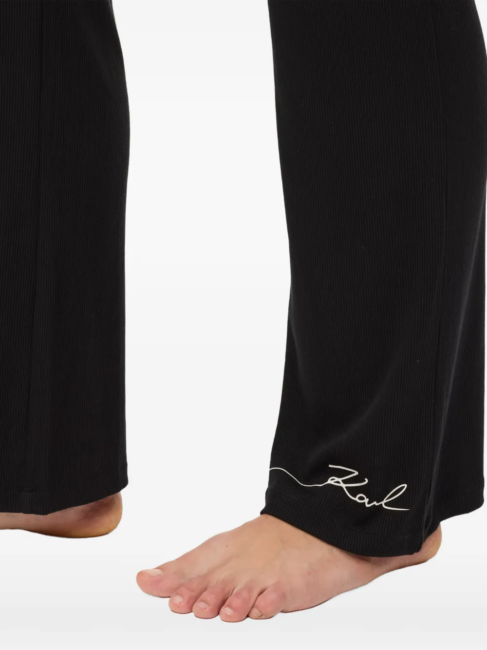 Karl Lagerfeld Signature flared palazzo broek Zwart