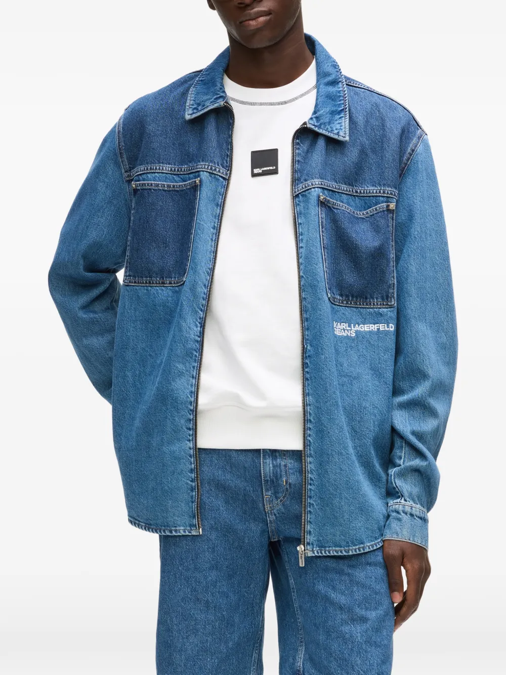 Karl Lagerfeld Jeans Shirtjack met borstzak Blauw
