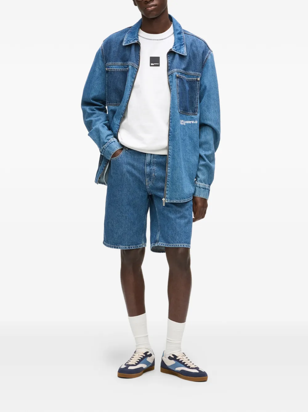 Karl Lagerfeld Jeans Shirtjack met borstzak Blauw