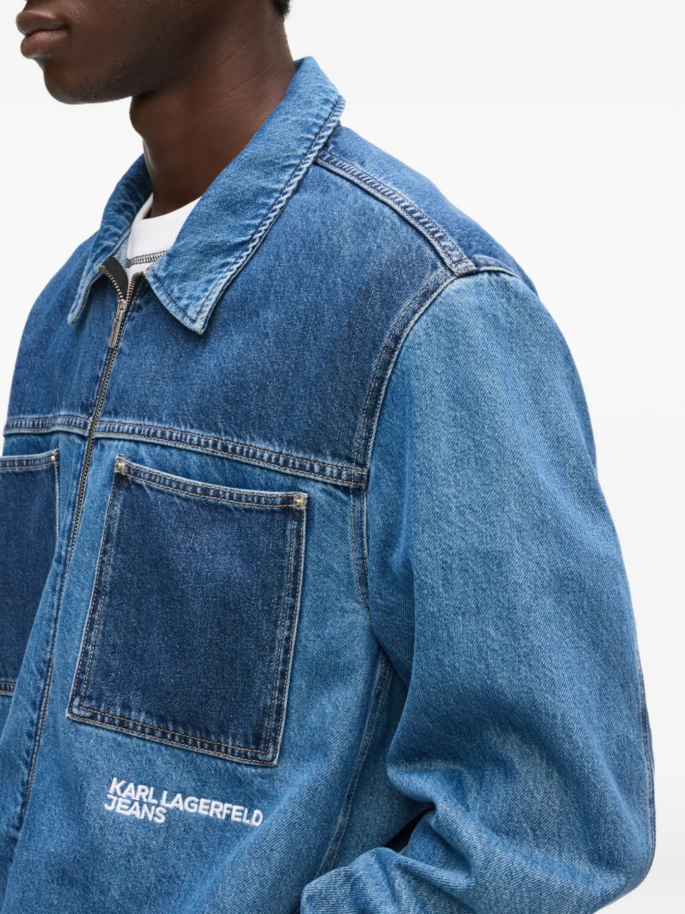 Karl Lagerfeld Jeans Shirtjack met borstzak Blauw