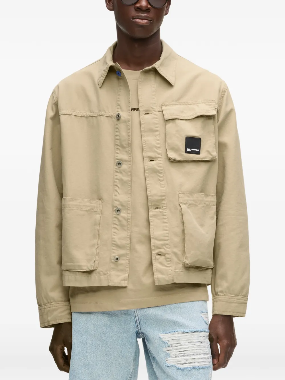  Karl Lagerfeld Jeans Patch-pocket Overshirt - Neutrals 