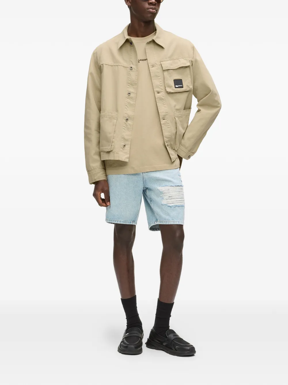 Karl Lagerfeld Jeans Patch-pocket Overshirt - Neutrals 