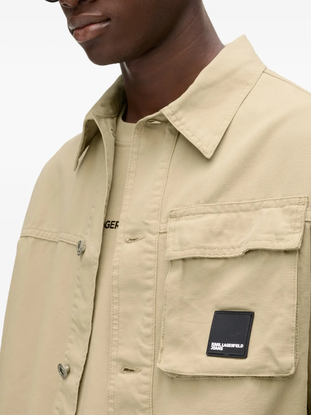 Karl Lagerfeld Jeans Shirtjack met opgestikte zakken Beige