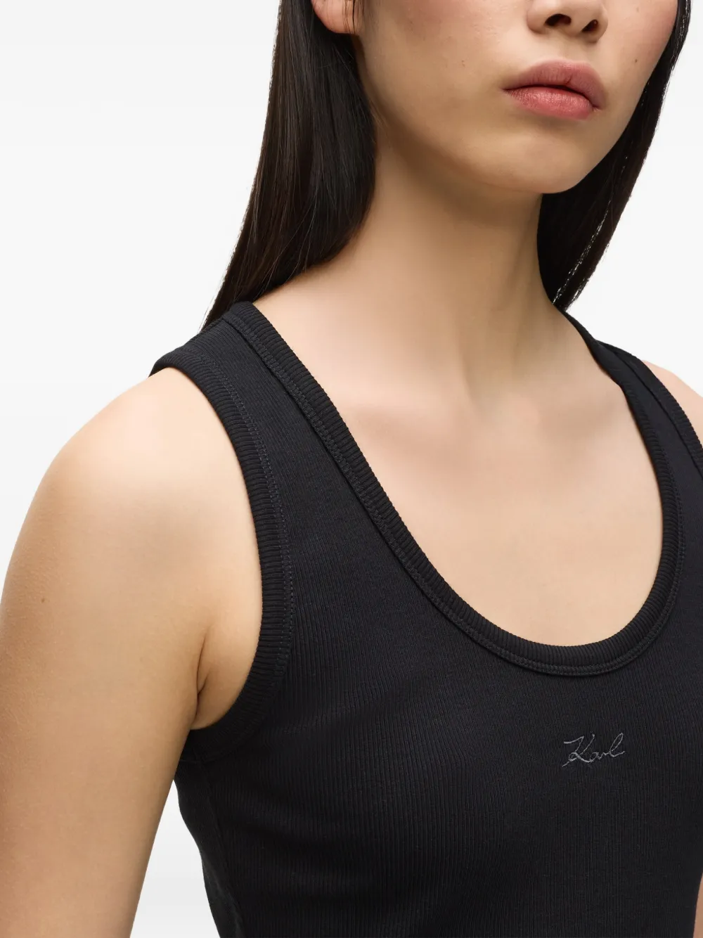 Karl Lagerfeld Tanktop met logodetail Zwart
