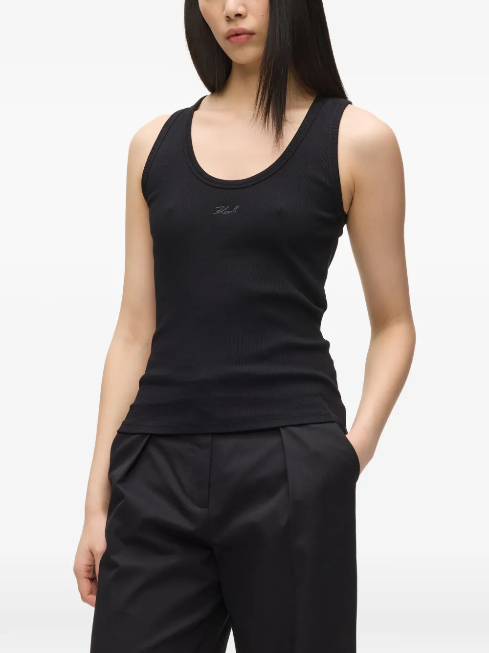 Karl Lagerfeld Tanktop met logodetail Zwart