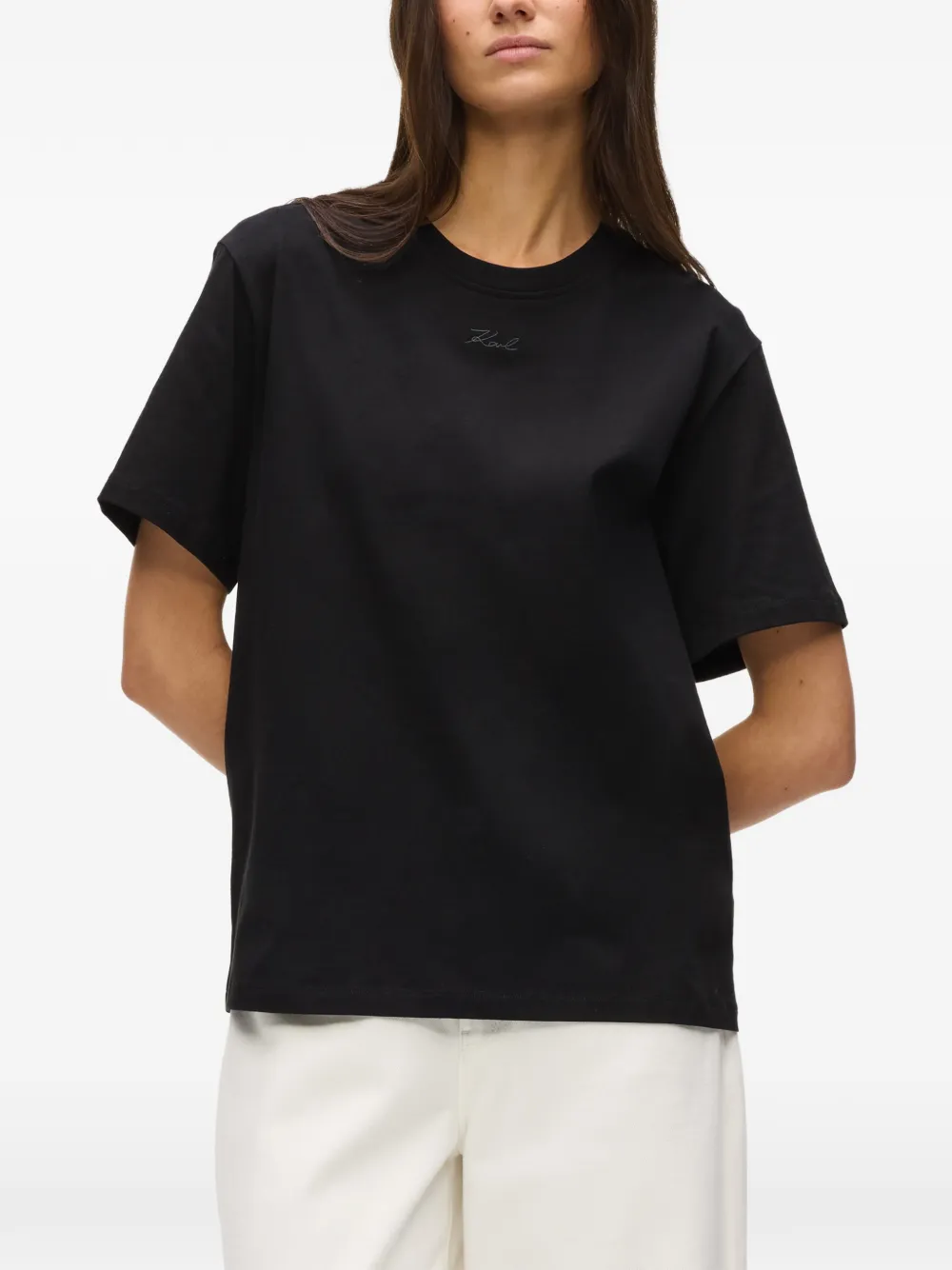 Karl Lagerfeld T-shirt met ronde hals Zwart