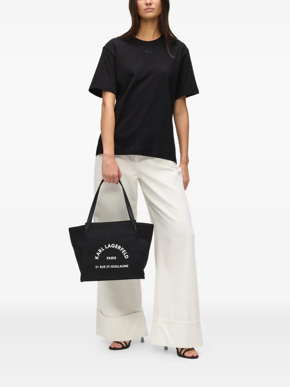 Karl Lagerfeld T-shirt met ronde hals Zwart
