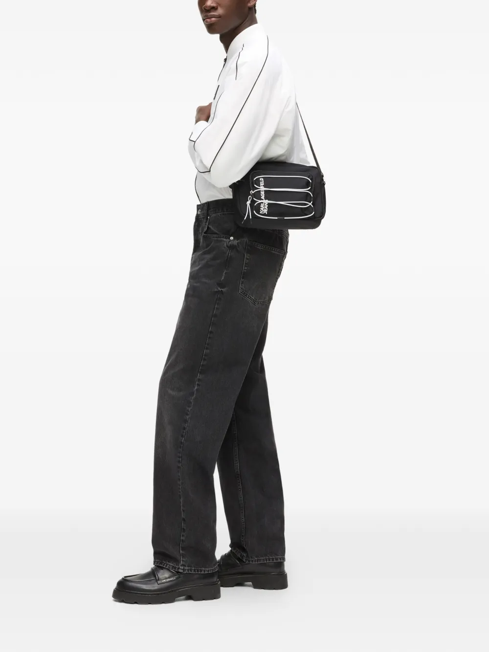 Karl Lagerfeld Jeans String Utility Shoulder Bag - Black 