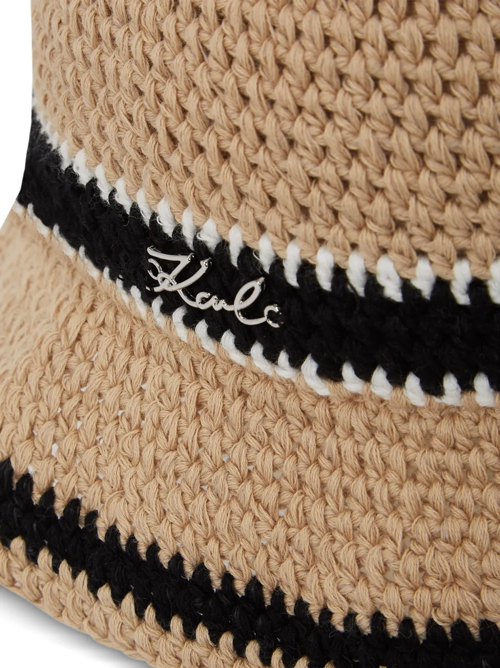 Karl Lagerfeld Signature gehaakte hoed Beige