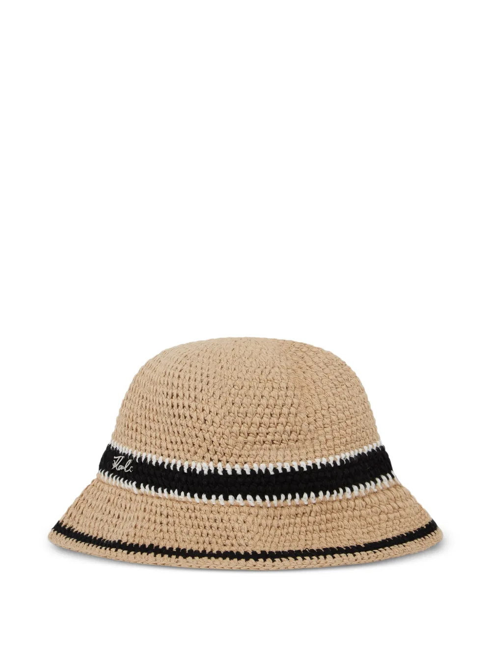  Karl Lagerfeld Signature Crochet Hat - Neutrals 