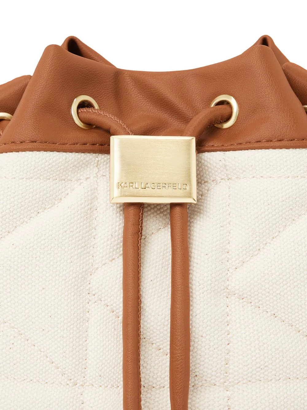 Karl Lagerfeld x Amber Valletta gewatteerde bucket-tas Beige