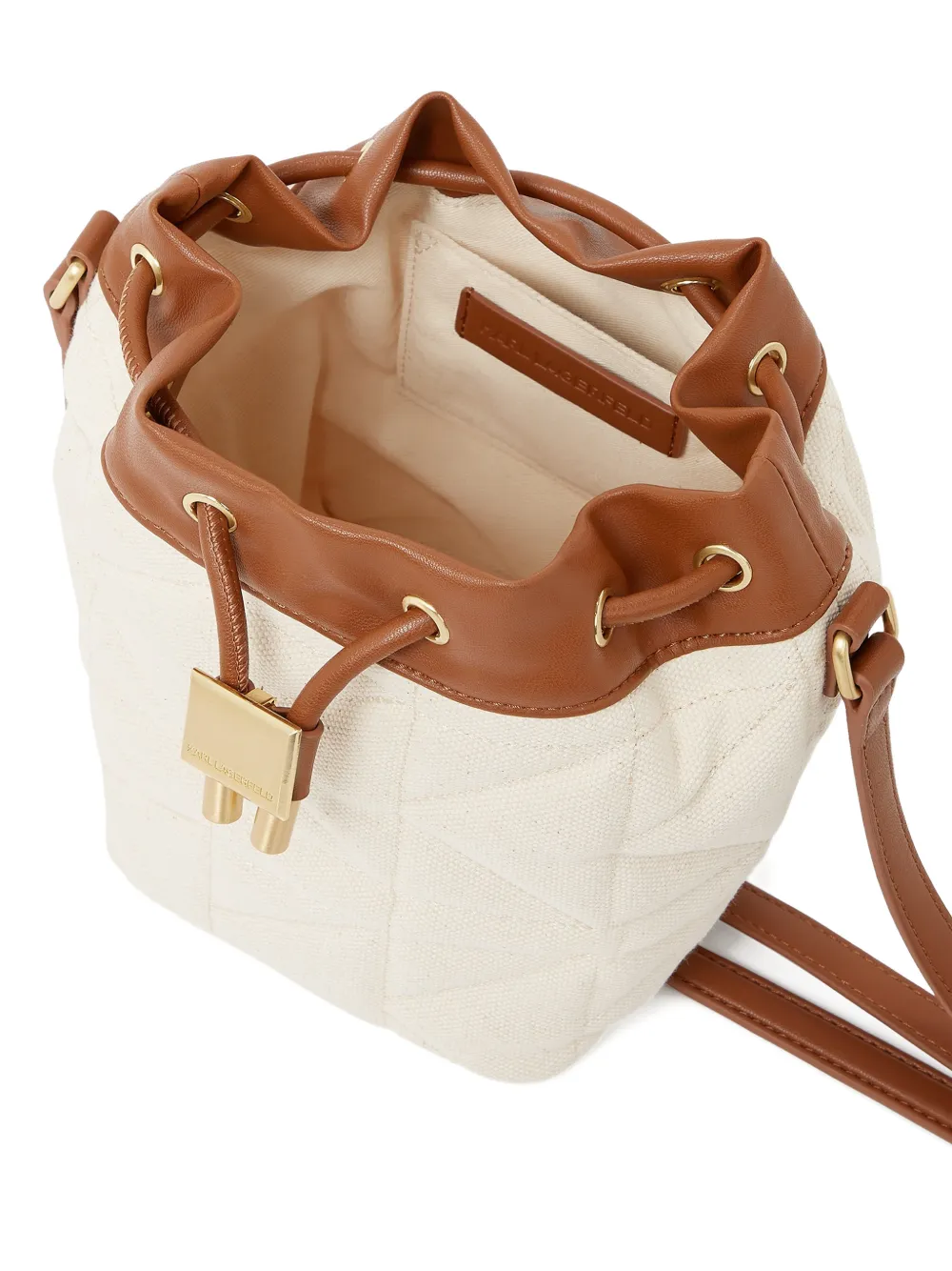 Karl Lagerfeld x Amber Valletta gewatteerde bucket-tas Beige